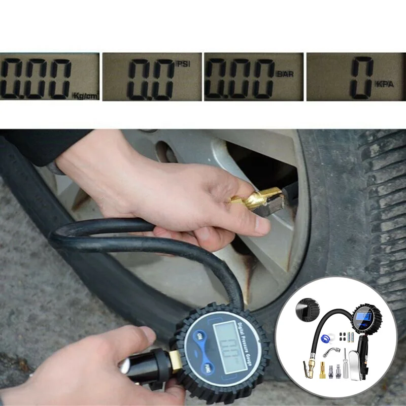 Digital Tire Inflator Pressure Gauge Air Compressor Pump LCD With LED Light High Quality DC3.1V | Инструменты