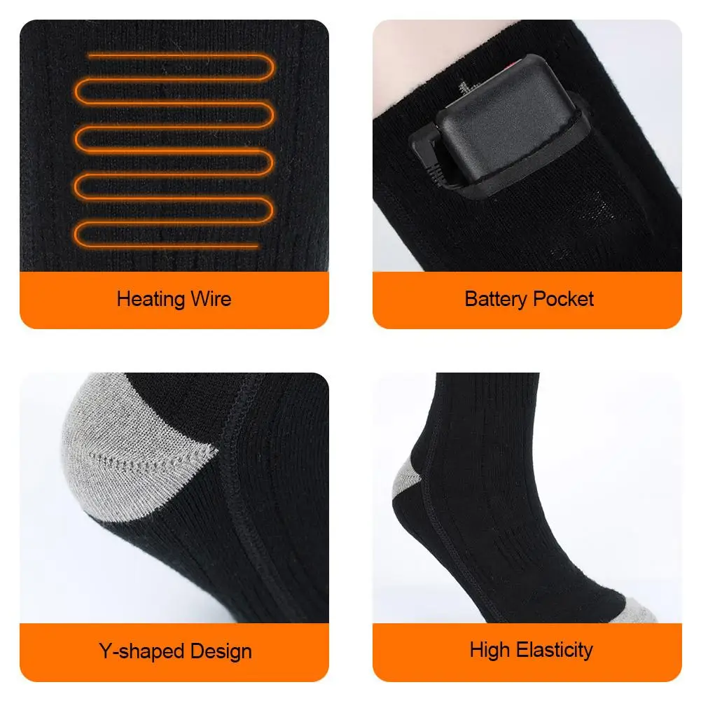 

Winter Electric Heating Socks USB Rechargeable Adjustable Temperature Warm Heated Socks Foot Warmer Unisex Thermal Socks