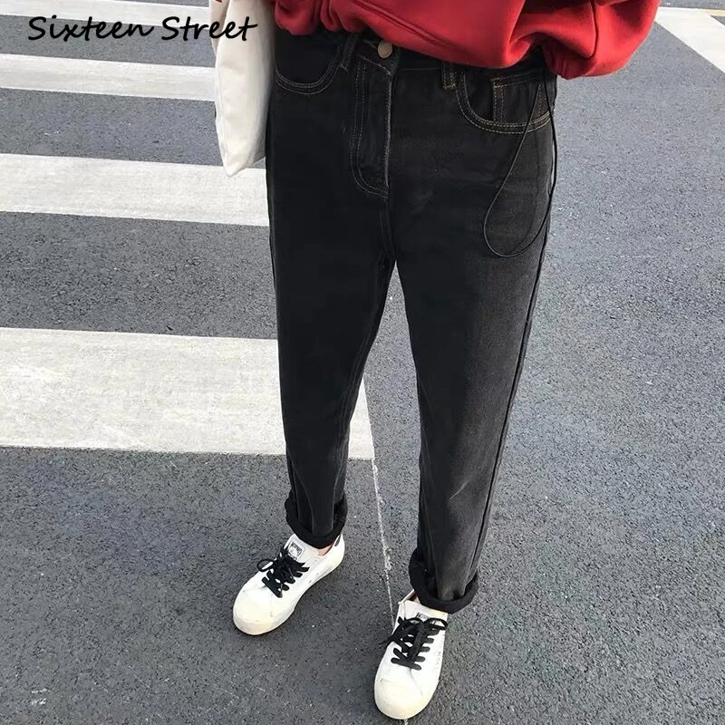 

Женские черные джинсы размера плюс, широкие брюки с высокой талией, свободные прямые брюки Y2k, винтажная уличная одежда, Женская мода 2021