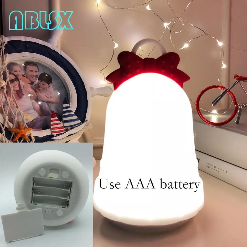 Christmas Bell-AAA Милый ночник с пандой для детей, 7 цветов, измененный ночник, Санта-Клаус, детский usb-зарядка для спальни, рождественские подарки - Испускаемый цвет: Christmas Bell-AAA