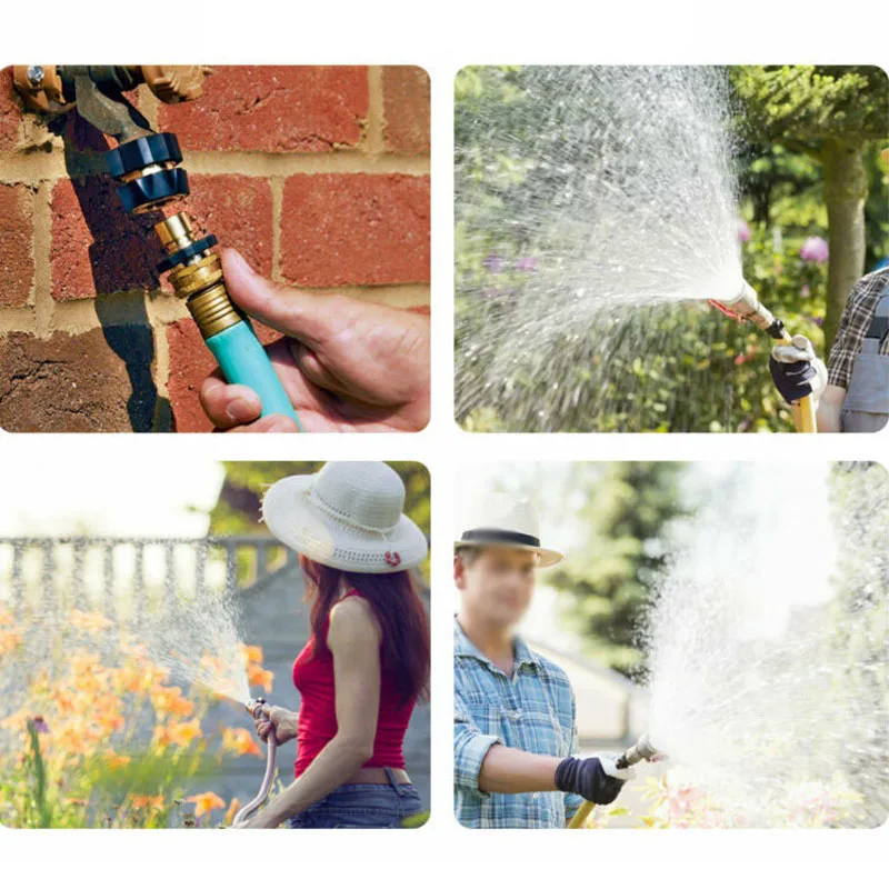 4 Pair Aluminum Alloy Hose Tap Connector Snap Threaded Garden Water Pipe Fitting |