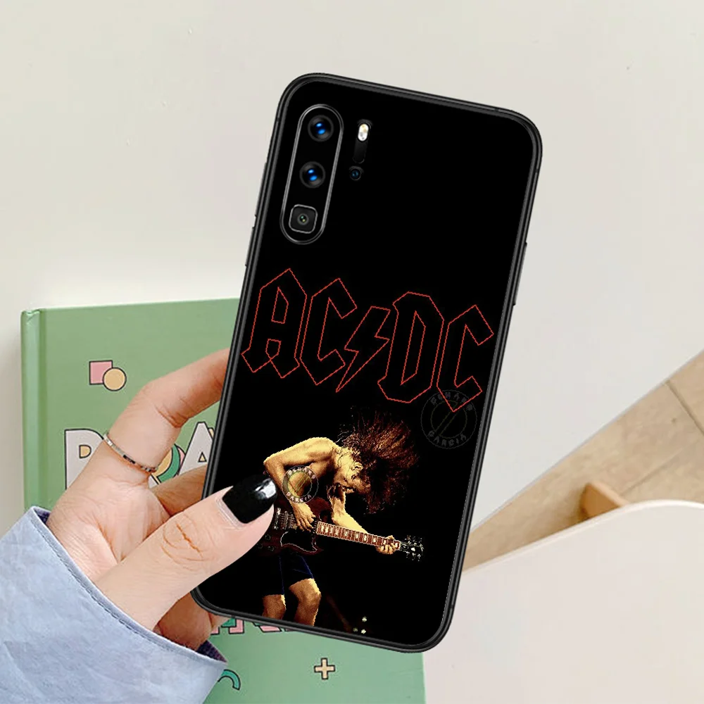 

AC DC band Phone Case For Huawei P Mate Smart 10 20 30 40 Lite Z 2019 Pro black Waterproof Tpu Cover Soft Hoesjes Luxury Cell