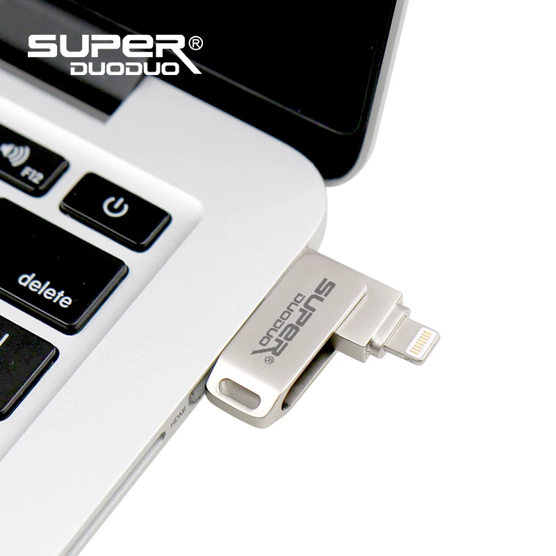 USB флэш-накопитель для iPhone X/8/7/7 Plus/6 Plus/6s/5/SE/ipad металлический флэш-накопитель HD флеш-накопитель 8 Гб оперативной памяти, 16 Гб встроенной памяти, 32 ГБ, 64 ГБ, 128 ГБ флэш-накопитель usb 2,0
