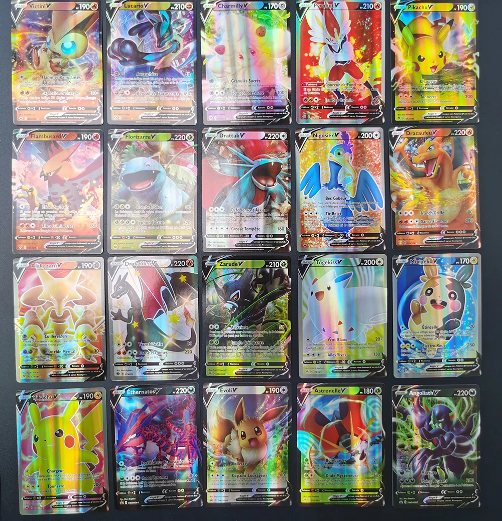 Cartas de Pok&eacute;mon en franc&eacute;s m&aacute;s reciente, juguete hologr&aacute;fico de arco&iacute;ris, Vmax V Energy, 2021-5