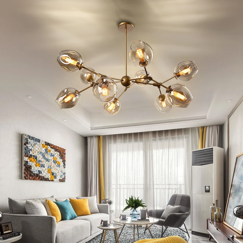 Современная стеклянная градиентная люстра светодиодный светильник для гостиной