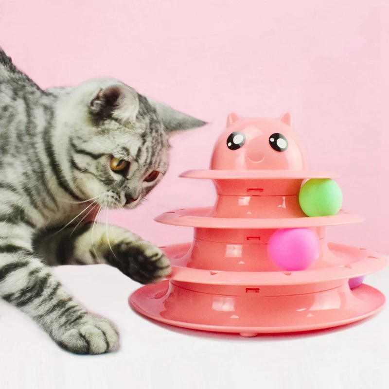 Забавная игрушка для кошек 3 уровня башня треки диск интеллектуальное