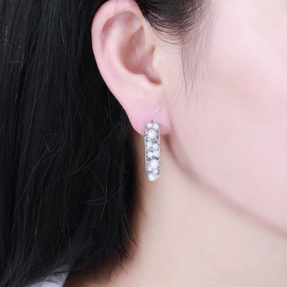 Новые модные серьги HanCheng с жемчугом неправильный заказ круглые гвоздики для