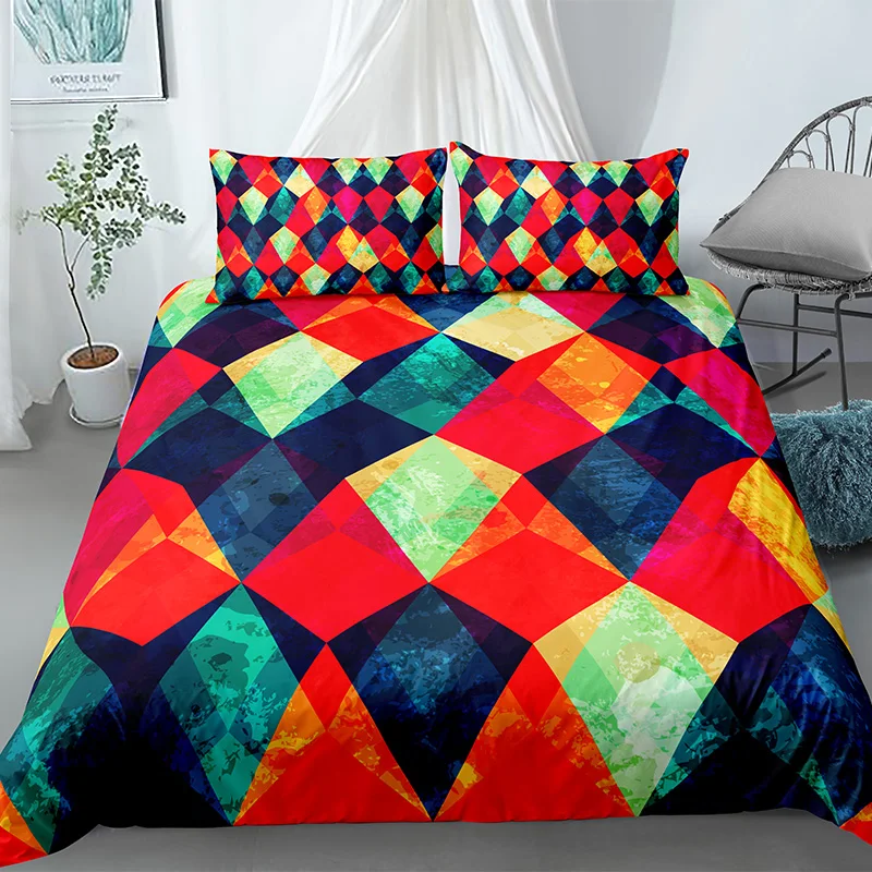 

Geometry Home Textile Printed Twin Bedding Sets Duvet Cover With Pillowcase 2/3pcs Bed Set For Teen Adult Queen King Size