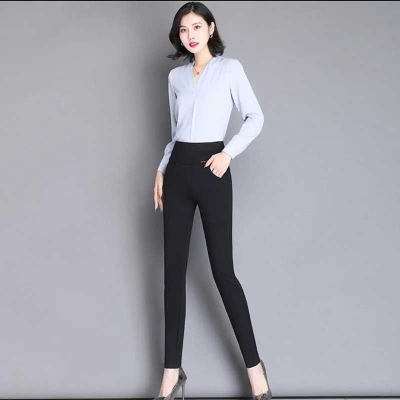 

Harem Pants Spring Autumn Women High Waist Elastic Pants Female Loose Casual Full Length Pencil Pants KK0090