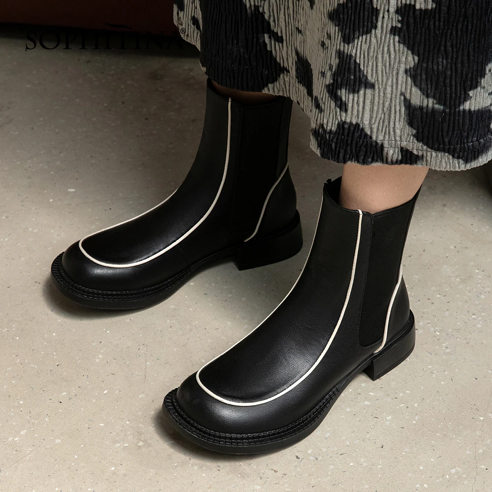 

Женские ботинки челси SOPHITINA, Короткие Плюшевые ботинки без шнуровки, для офиса, весна-осень, WO941