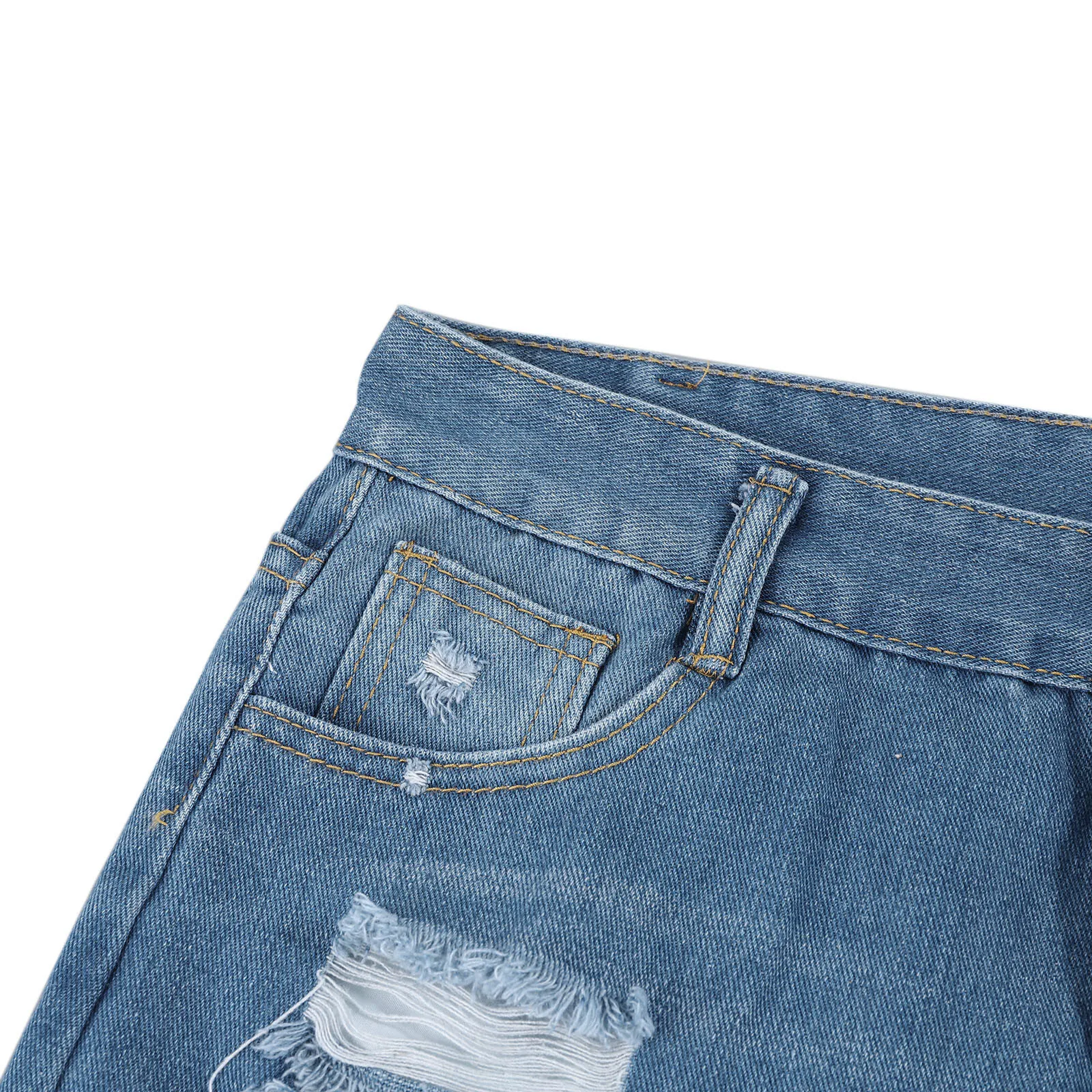 

TELOTUNY Women Stretch Ripped Distressed Skinny High Waist Denim Short Pants Slim Laides Summer Spring Wear Shredded Jeans