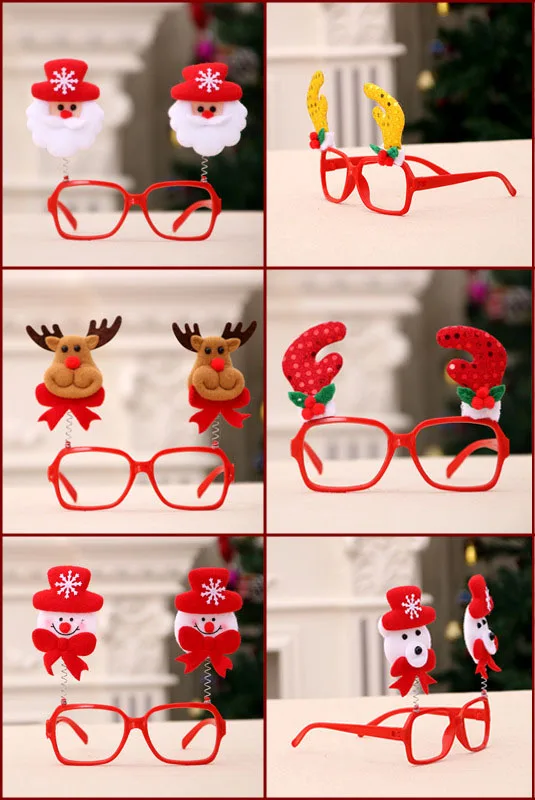 

Christmas Glasses Xmas Party Decoration Props Santa Claus Snowman Bear Elk Ornament New Year Gifts Toy parties favor