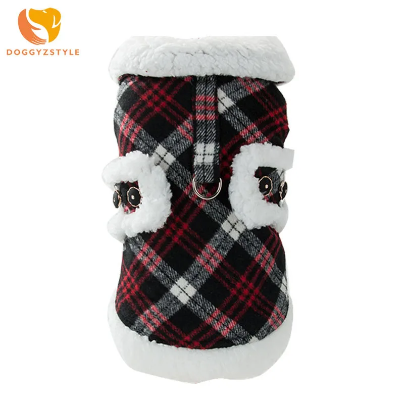 Зимняя флисовая куртка для собак клетчатая одежда в английском стиле маленьких