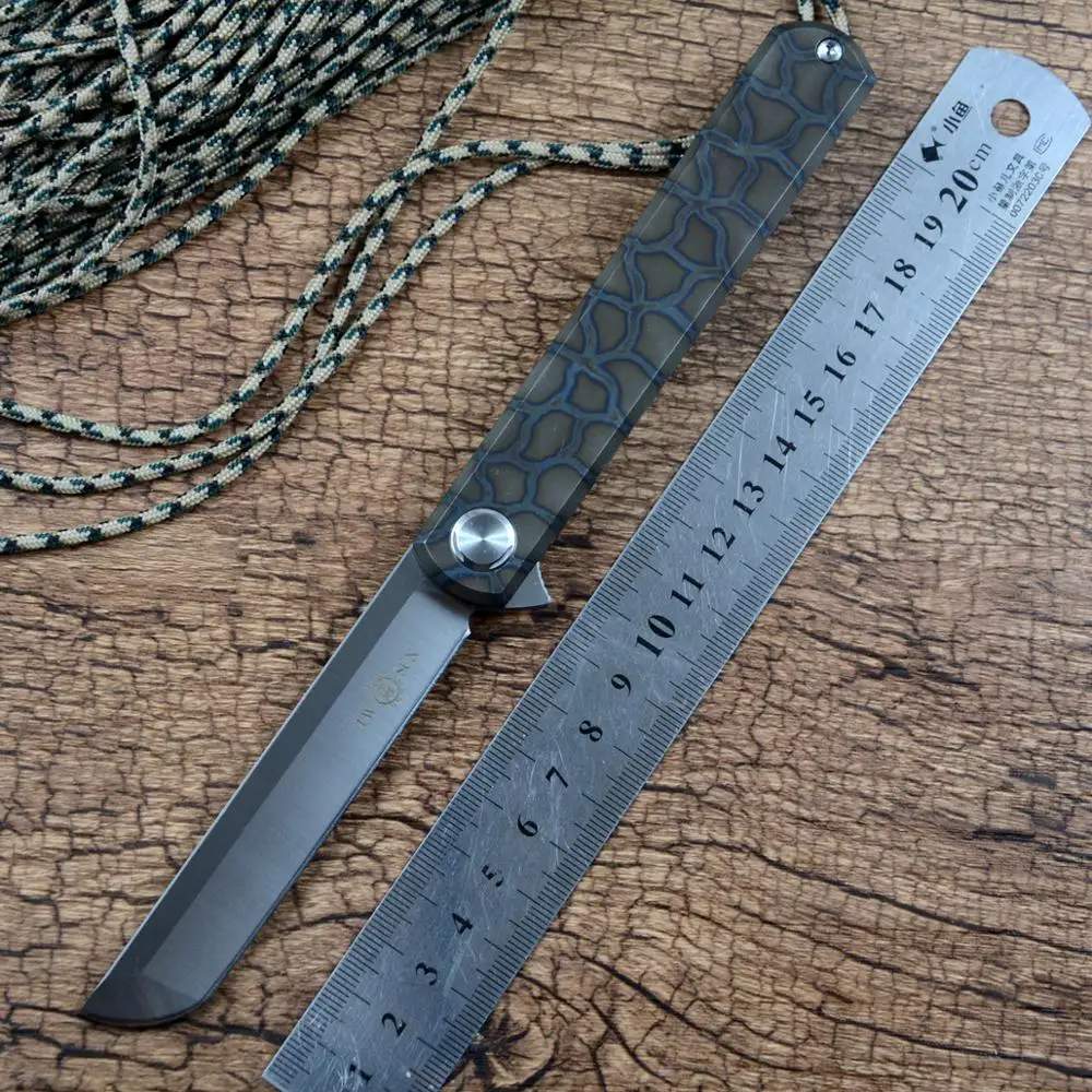 TWOSUN TS67 складной нож D2 атласное Лезвие Керамический шарикоподшипник шайба TC4