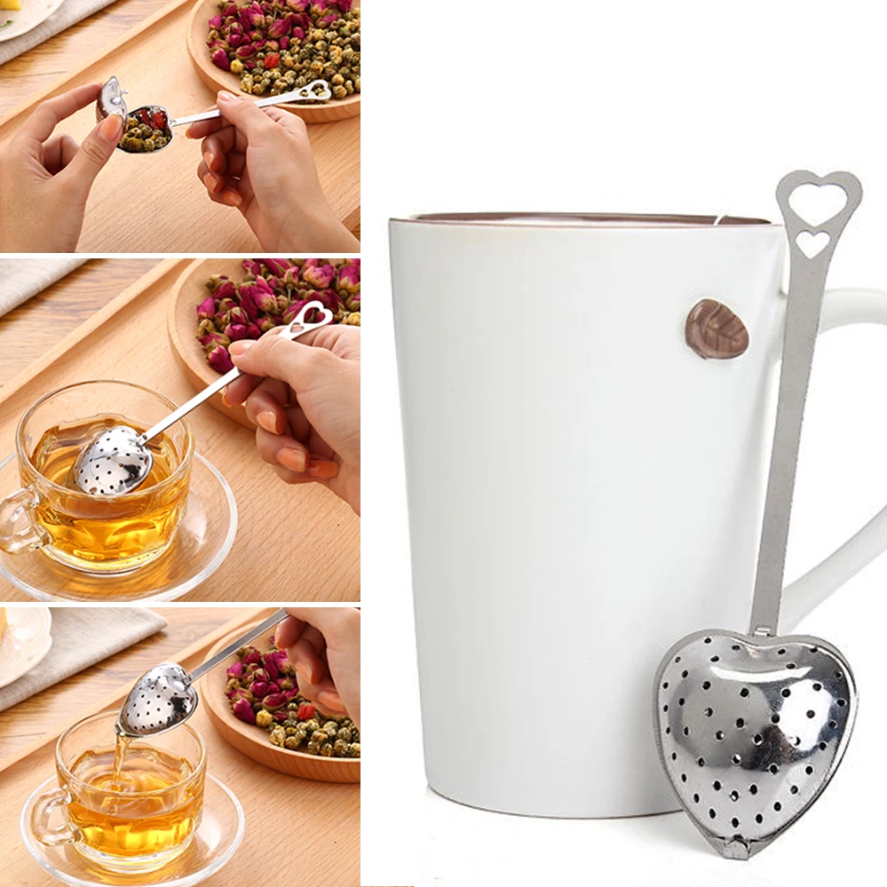 1 шт. ложка-ситечко для чая из нержавеющей стали практичная в форме сердца ситечко