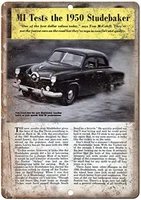 adkult 1950 studebaker needle nose vintage car ad reproduction metal sign a435