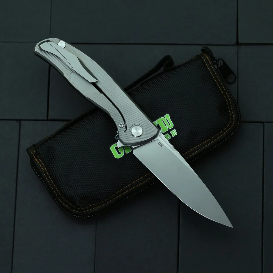 Складной нож Green Thorn Hati 95 С флиппером лезвие D2 титановое CF 3d-ручка уличный