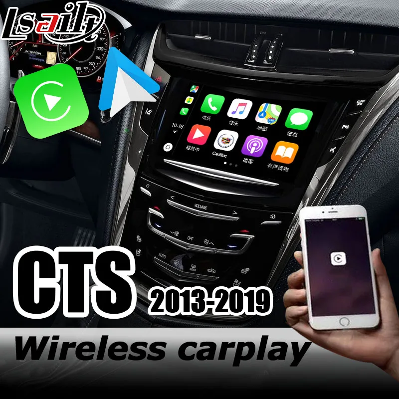 Беспроводной интерфейс carplay для Cadillac CTS 2014 автоматический android система CUE youtube ATS XTS