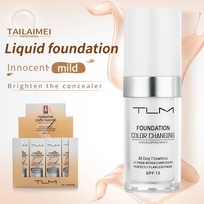 

3PCS TLM Color Changing Foundation Profesional Colour Changing Face Makeup Waterproof Makeup Gift Skin Care Liquid Foundation