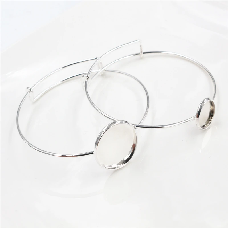 Высокое качество 2шт 12/20 мм посеребренный браслет ручной работы базовый пустые