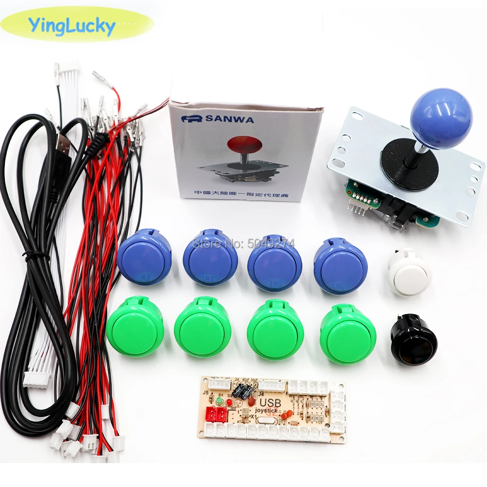 Sanwa Джойстик 8YT, OBSF 24 мм, Комплект Аркады своими руками, аркадный джойстик DIY Kit, USB кодировщик для ПК, для Аркады MAME& Raspberry Pi 3B