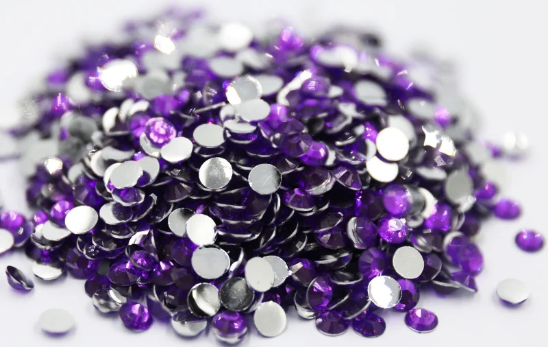 Amethyst Color 3,4,5,6mm Flatback стразы Resin Non hotfix Rhinestones in Bulk Package Plastic Nail Art Decoration for Garment