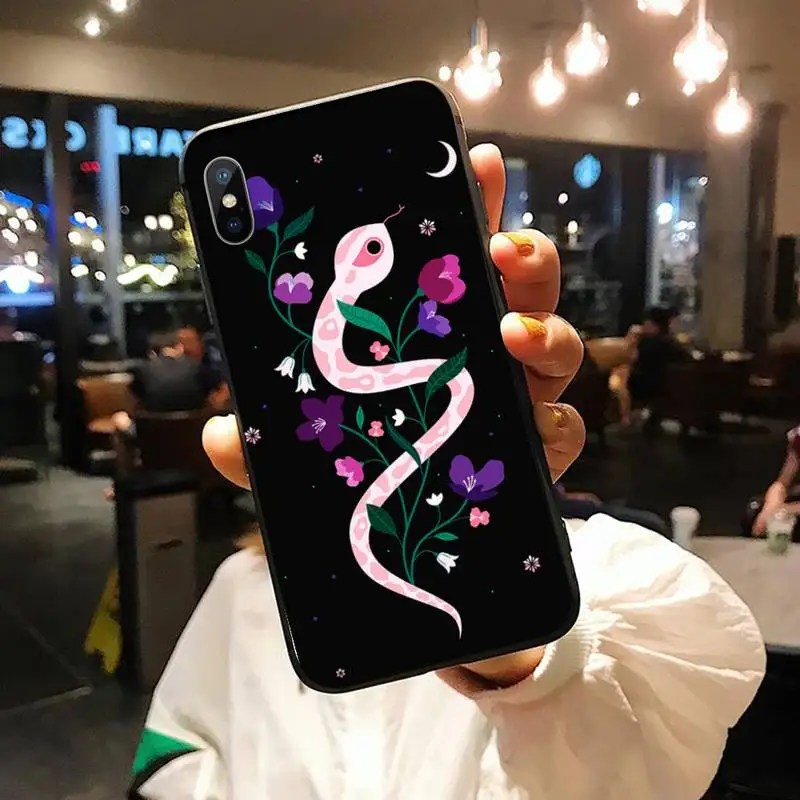 

Aesthetics Hand Snake flower pattern Phone Case for iPhone 11 12 pro XS MAX 8 7 6 6S Plus X 5S SE 2020 XR