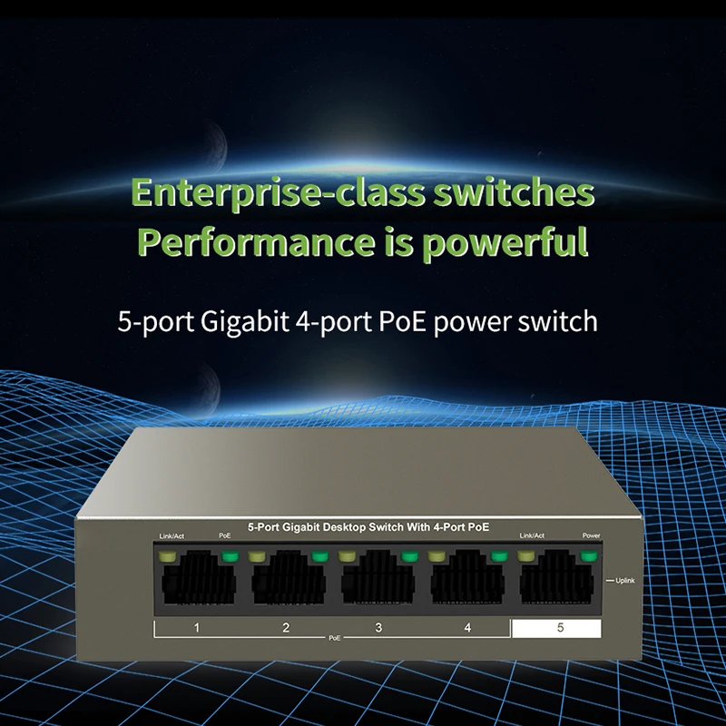 GLVISION GLTEG1105P-4-63W Gigabit Switch POE network 5 *10/100/1000Mbps RJ45 Port 10Gbps Switching Capacity Plug Play | Компьютеры и