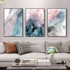 Нордический минималистичный Современный абстрактный розовый синий акварель процветающий гостиная столовая декоративная живопись