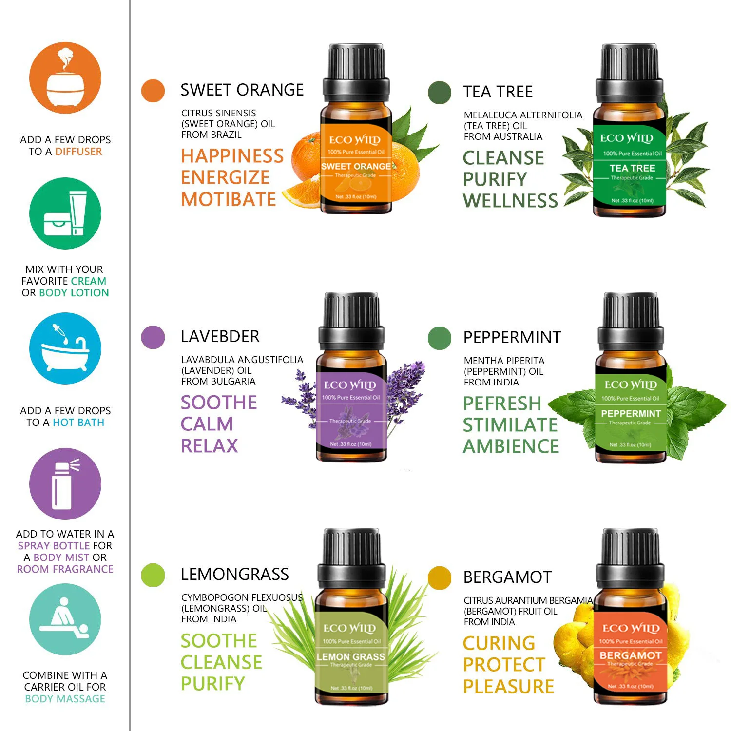 

10ml Single Essential Oil Set 8 Essential Oil Set