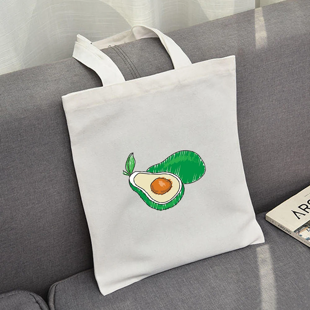 

Вместительные холщовые сумки для покупок с принтом авокадо и надписью Harajuku Ulzzang, винтажные сумки-тоуты, женская сумка