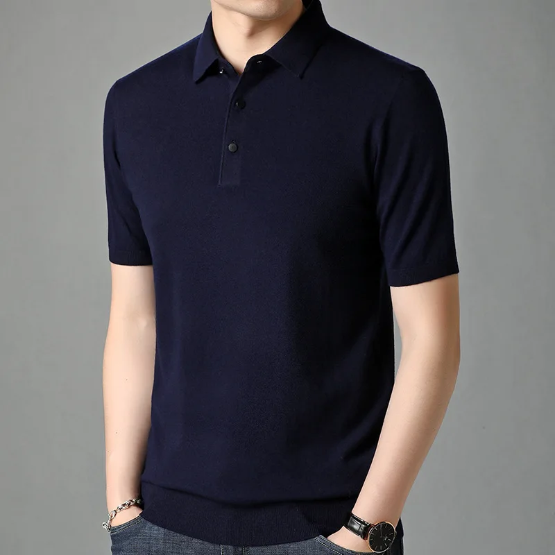 

Cashmere sweater men's autumn and winter round neck T-shirt short sleeve T-shirt youth Korean fashion T-shirt 893-1803