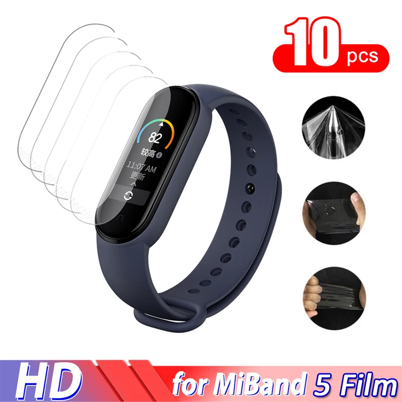 

10Pcs Hydrogel Protective Tempered Film Protective Film For Xiaomi Mi Band 5 Protection Film Full Screen Permeability Film NEW
