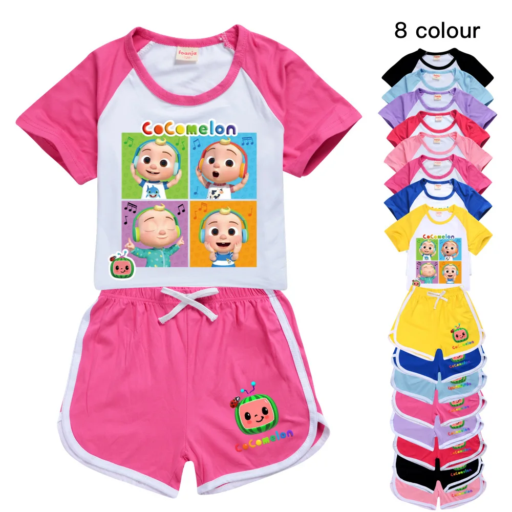 

Kids Cocomelon Clothes Girls Boys Tracksuit Children Homewear Summer Cotton T-shirt + Pants Sets Sport Suit Short Sleeve Outfits