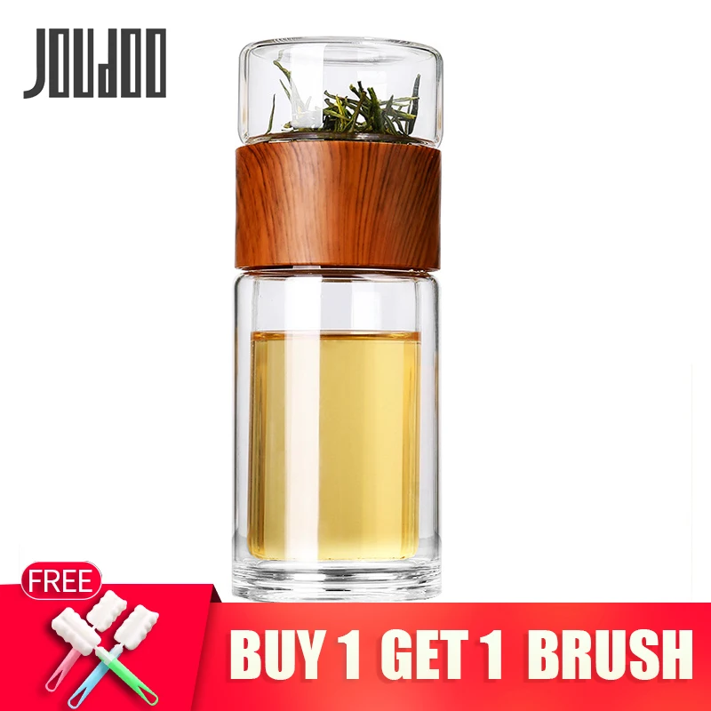 JOUDOO Чай Infuser фильтр с двойными стенками Стекло водных видов спорта и стакан