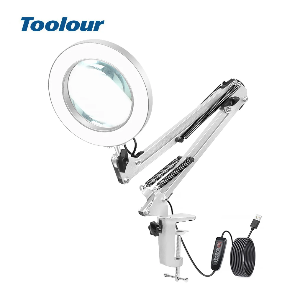 

Увеличительные очки Toolour Silver 5X со светодиодсветодиодный подсветкой, лупа для сварки, увеличительное стекло для пайки, для рук, складная ручк...