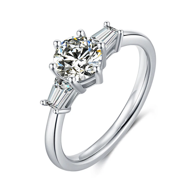 

Real 1 Carat D Color Moissanite Engagement Rings For Women Top Quality 100% 925 Sterling Silver Anniversary Fine Jewelry