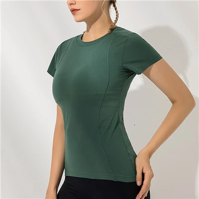 Green Sport Top Топ для йоги, фитнес, женская спортивная рубашка, спортивный топ, рубашка для йоги, спортивный топ с коротким рукавом, гимнастическая майка, Женская Спортивная одежда для женщин - Цвет: Green Sport Top