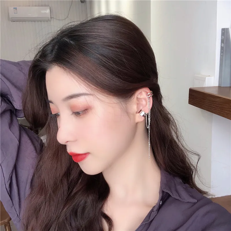 

Senior south Korean feeling ins wind restoring ancient ways one-piece long tassels sweet girl ear bones clip earrings earrings