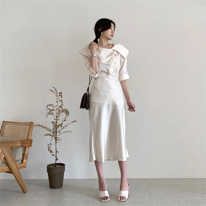 

New Stylish Solid OL Plus Size Women Brief Hot 2021 Elegance Short Sleeves Tops Satin High Quality Loose Gentle Shirts Half