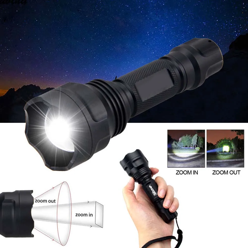 C8 CREE XM-T6 светодиодный 1 Режим Портативный Тактический супер яркий фонарик с батареей 18650 подходит для езды на велосипеде, кемпинга, туризма и охоты