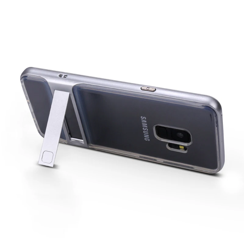 Crystal Silver Чехол на заднюю панель телефона для samsung Galaxy S9/S9 Plus, чехлы с 3D подставкой, силиконовый гибридный чехол из ТПУ 360, чехол для samsung S9 S9Plus Galaxy ys9 Funda Capa - Цвет: Crystal Silver