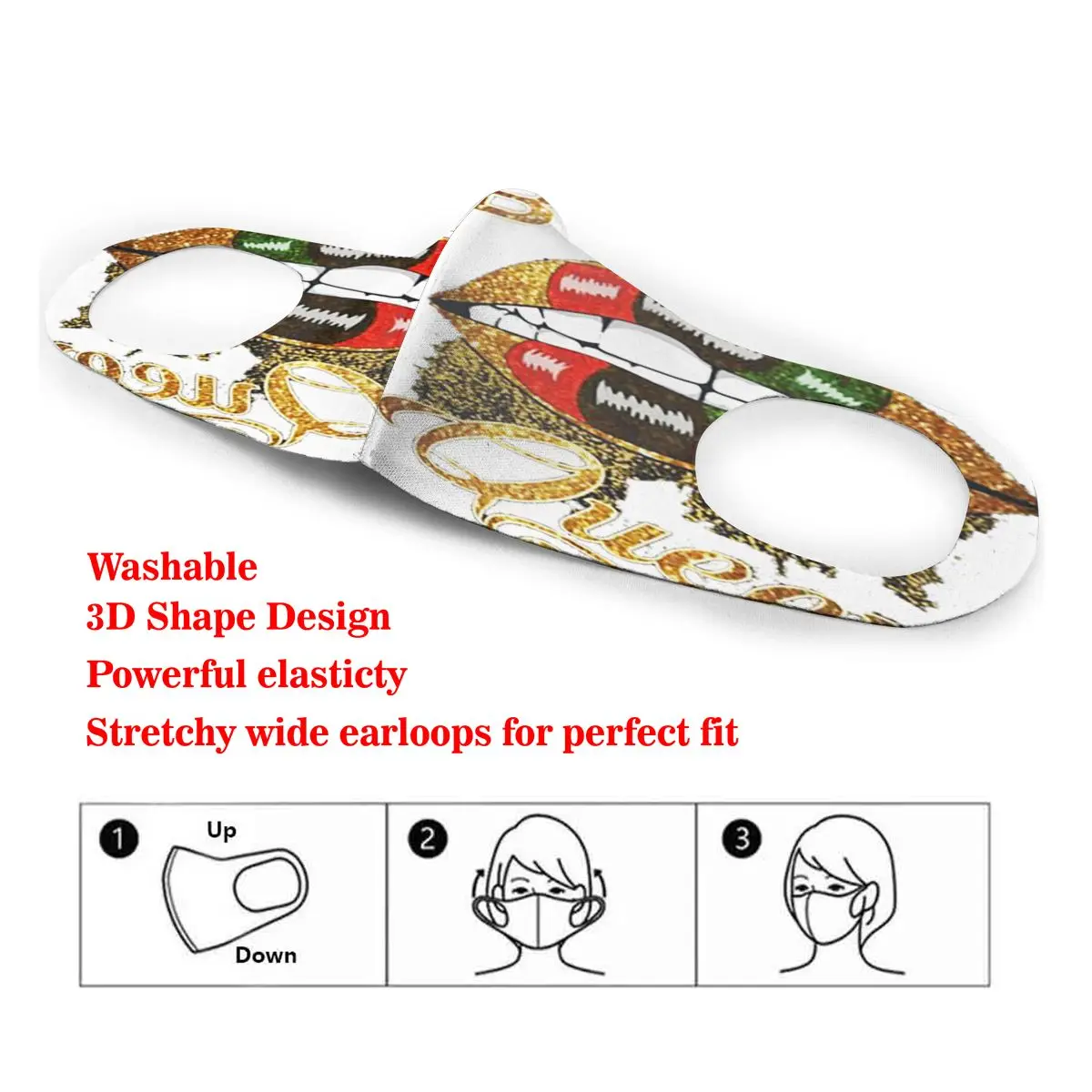 

Black Lip Queen Cotton Masks Festive Party Respirator Keep Warm Camouflage Anti Dust Mouth Muffle