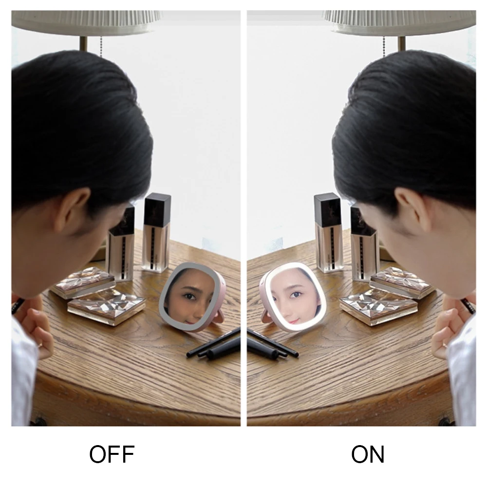 Косметическое зеркало для рук со светодиодной подсветкой складное ручное