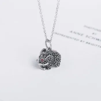 

S925 Silver Necklace Retro Palace Style Marquese Diamond Elephant Jewelry with Chain Collarbone New Necklace 2020 for Women