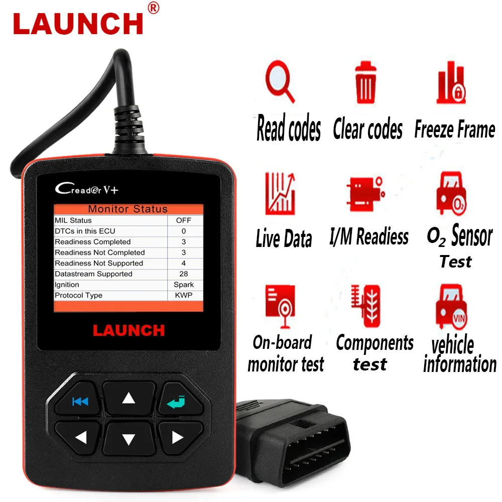 Автомобильный диагностический сканер LAUNCH Creader V + OBD 2 считыватель кодов двигателя