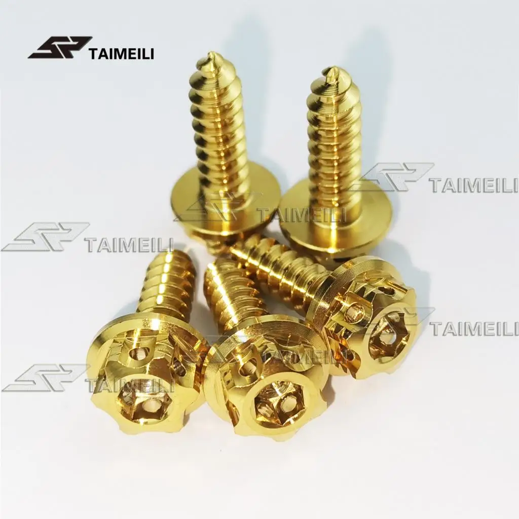 5 шт./титановый сплав самонарезающийся фланец головка кнопки m4x17mmm5x17mmm5x20mmm6x17mm мотоцикл оболочка декоративные винты - Цвет: Flange Head Gold
