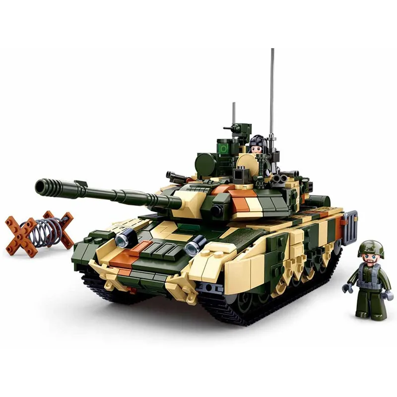 

New 758Pcs WW2 T90MS Tank Armored Car Military Vehicle Model Brick Building Block Kit Warcraft Army Educational Toy for Children