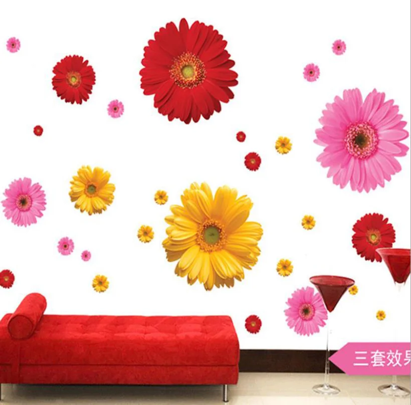 

Colorful Flower Floral Wall Sticker For Kids Rooms 3d Wall Decals Art Home Decor Bedroom Living Room Kitche On The Door