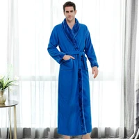 thick warm flannel coral fleece waffle bathrobe men extra long plus size pajamas luxury dressing gown male bath robe